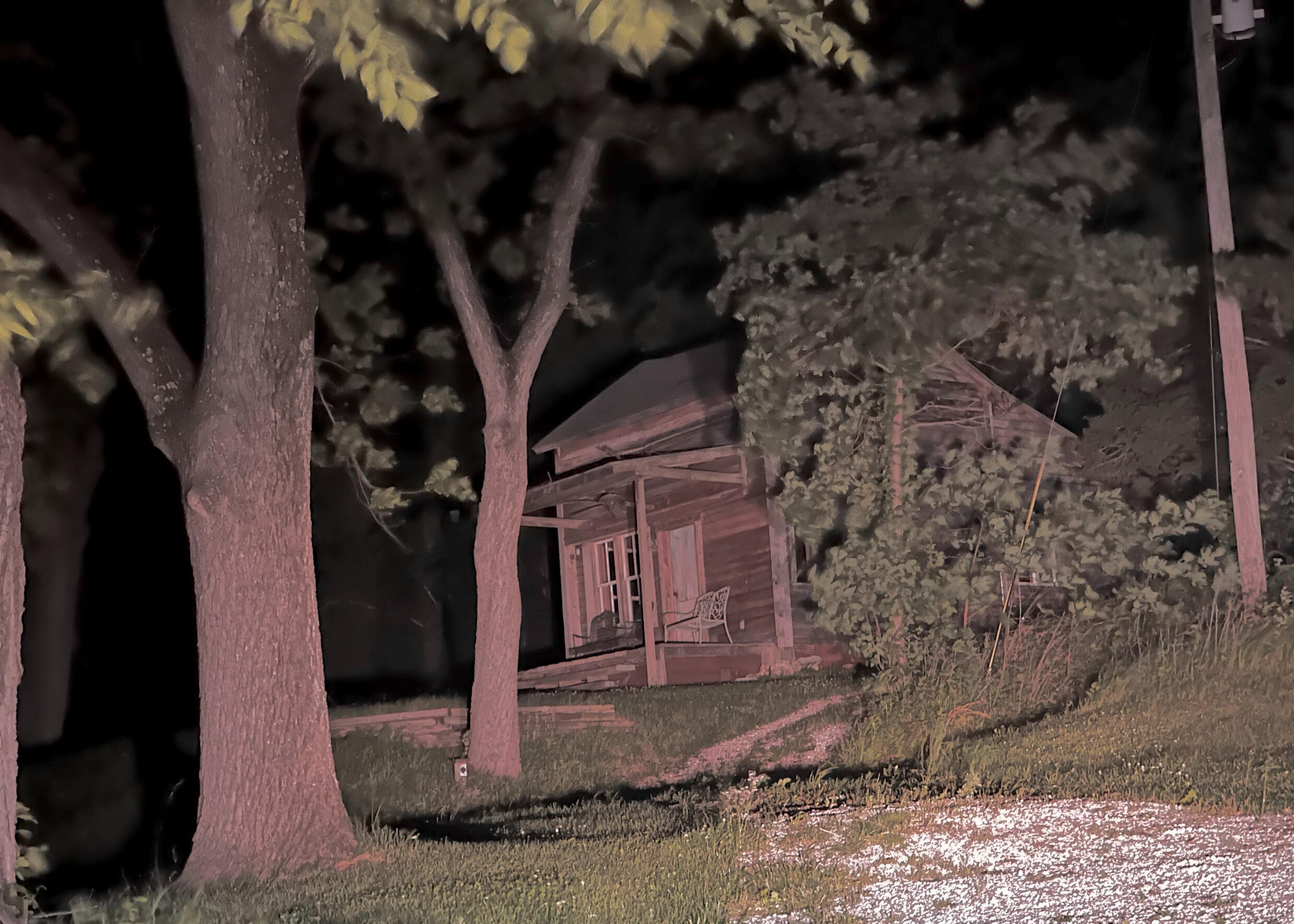 the Old Cabin from the Window Pain MV, late at night
